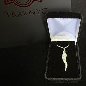 TraxNYC 14K Yellow Gold Mini Diamond Italian Horn Pendant